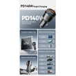 ESSAGER 140W зарядно за кола с дисплей, USB-A, Type-C, 140W - черен