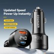 ESSAGER 140W зарядно за кола с дисплей, USB-A, Type-C, 140W - черен