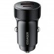 ESSAGER PD 30W зарядно за кола, USB-A, Type-C, алуминий - черен/сив