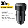 ESSAGER PD 30W зарядно за кола, USB-A, Type-C, алуминий - черен/сив