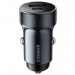 ESSAGER PD 30W зарядно за кола, USB-A, Type-C, алуминий - черен/сив