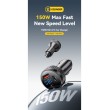 ESSAGER 150W зарядно за кола с дисплей, USB-A, Type-C, DC - сив