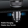 ESSAGER 150W зарядно за кола с дисплей, USB-A, Type-C, DC - сив