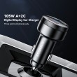 ESSAGER 105W зарядно за кола, 2x Type-C, USB-A, PPS, алуминий - 2 цвята