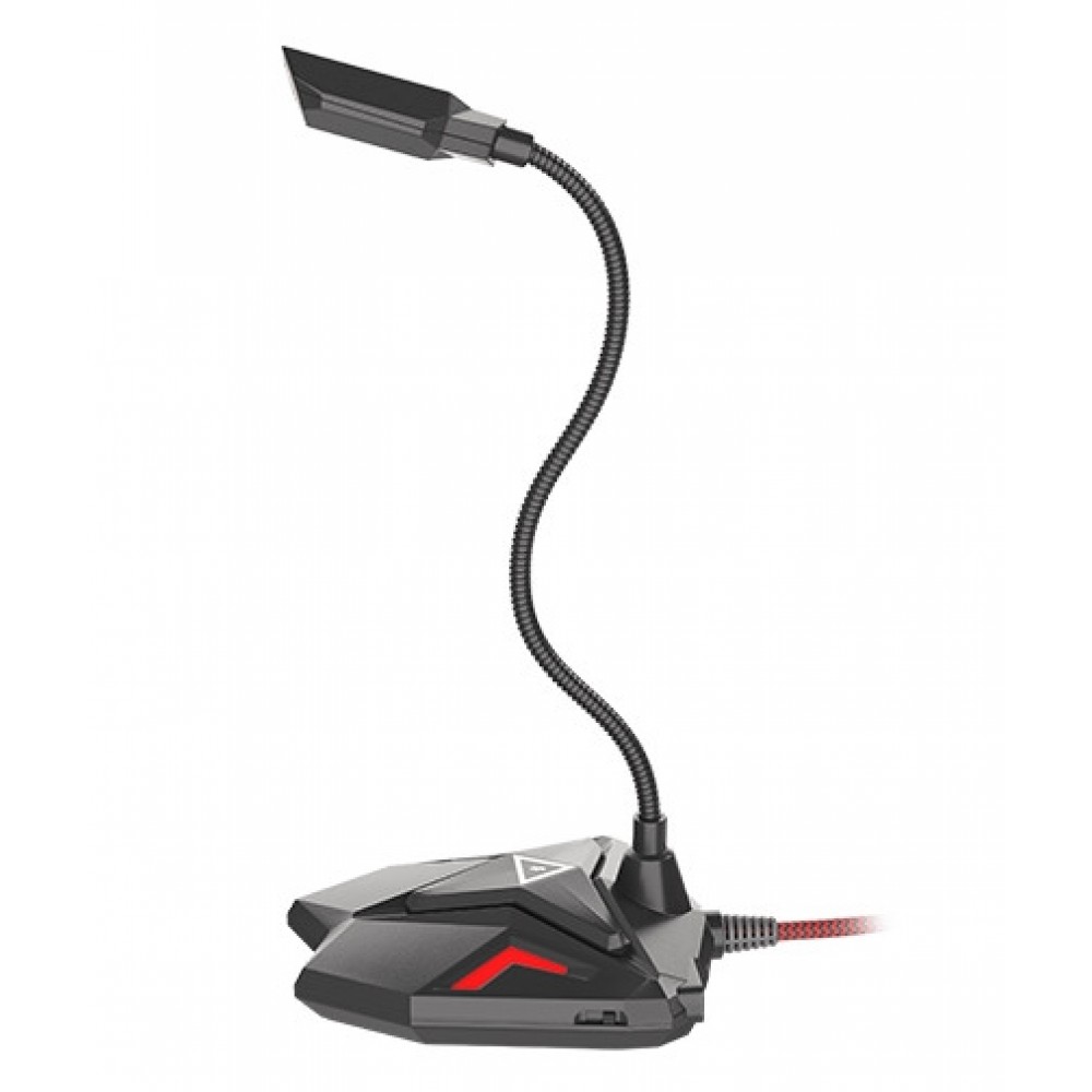 Genesis Radium 100 - динамичен USB микрофон с LED подсветка и гъвкава ръка - червен/черен