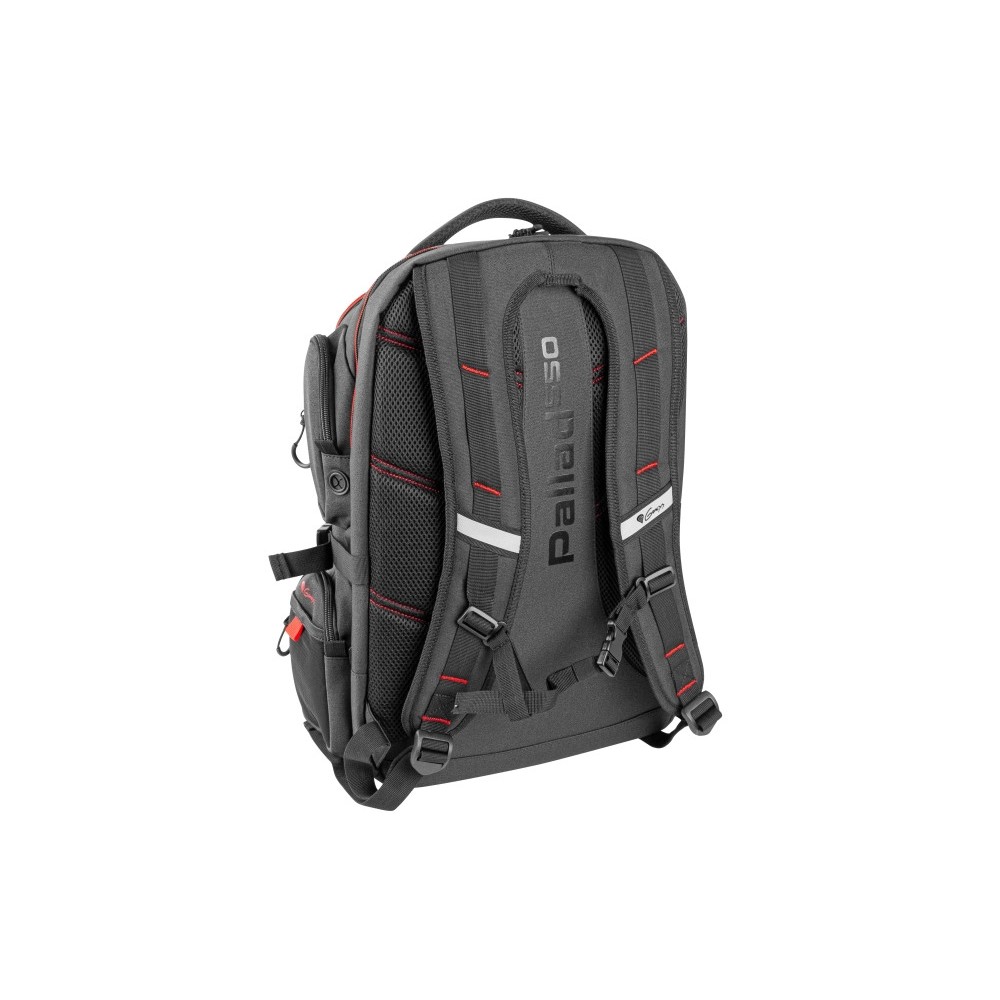 Genesis Pallad 550 Раница - 17.3", Полиестер, Черен/Червен