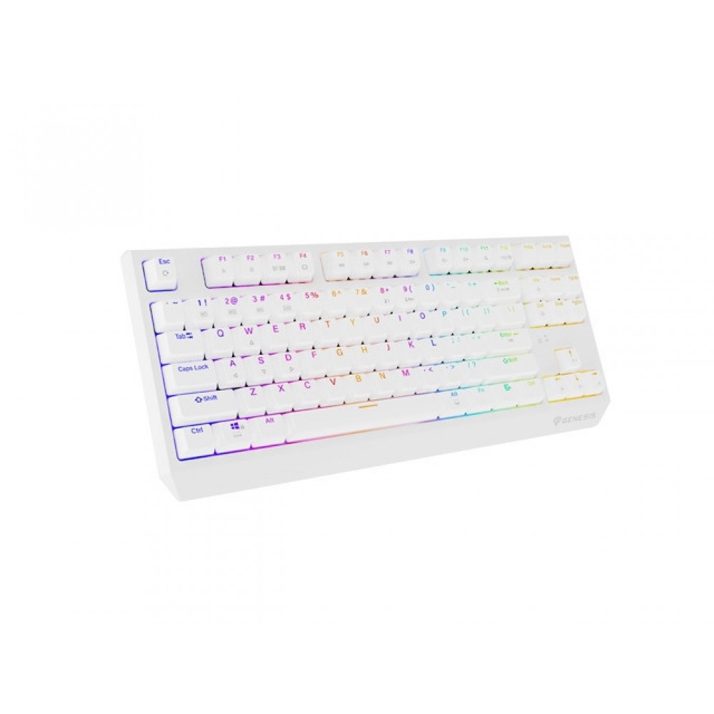Genesis Thor 230 TKL – TKL механична клавиатура, Outemu Red, Hot-Swap, RGB, Шумоизолация - Бяла