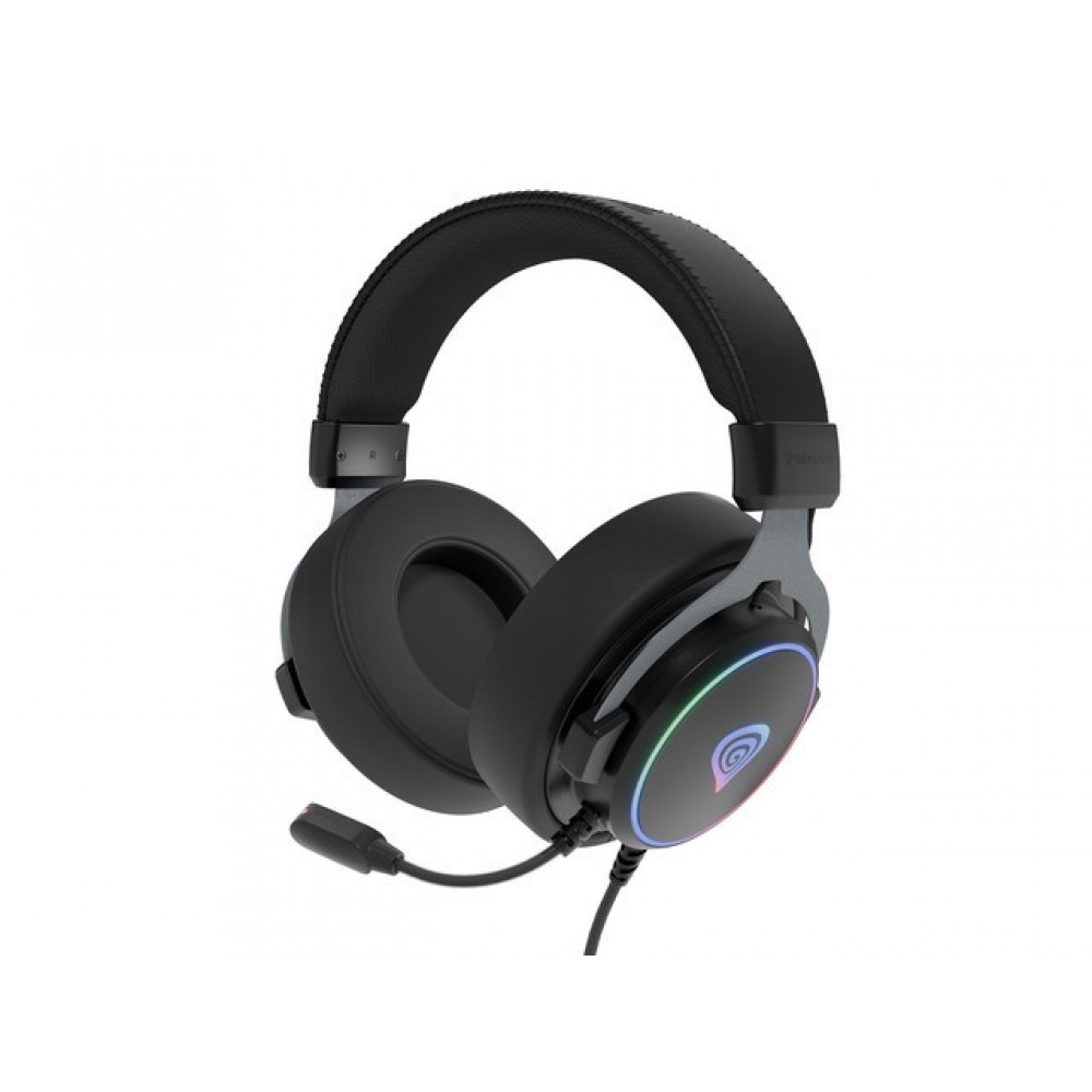 Genesis Neon 764 – Гейминг слушалки, USB, RGB подсветка, 50mm драйвери, 2.2m кабел - Черни