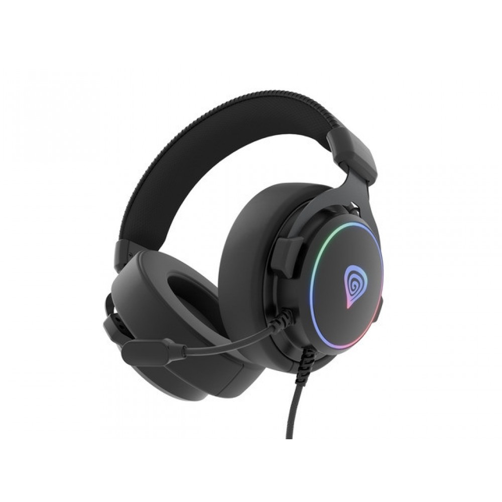 Genesis Neon 764 – Гейминг слушалки, USB, RGB подсветка, 50mm драйвери, 2.2m кабел - Черни