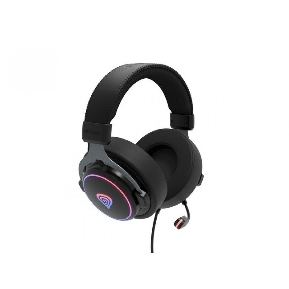 Genesis Neon 764 – Гейминг слушалки, USB, RGB подсветка, 50mm драйвери, 2.2m кабел - Черни