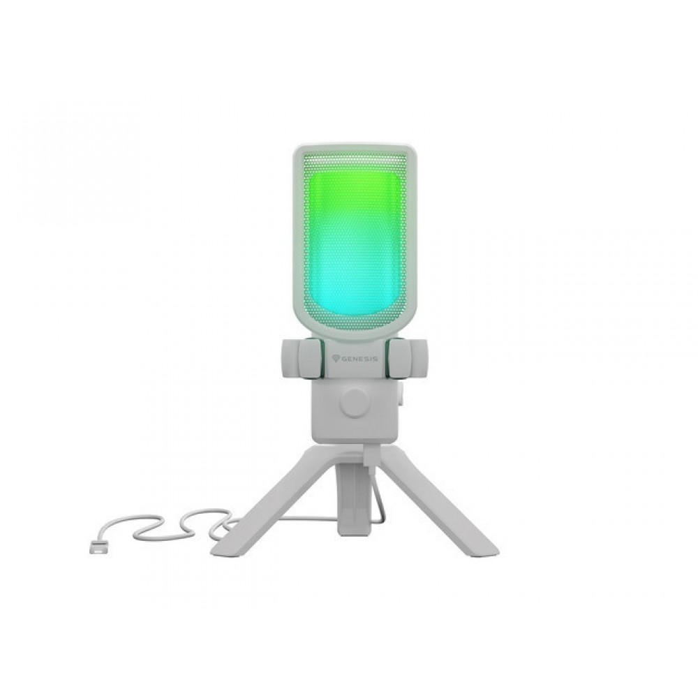 Genesis Radium 250 - кондензаторен USB микрофон с кардиоидна насоченост и регулируем усилвател - бял
