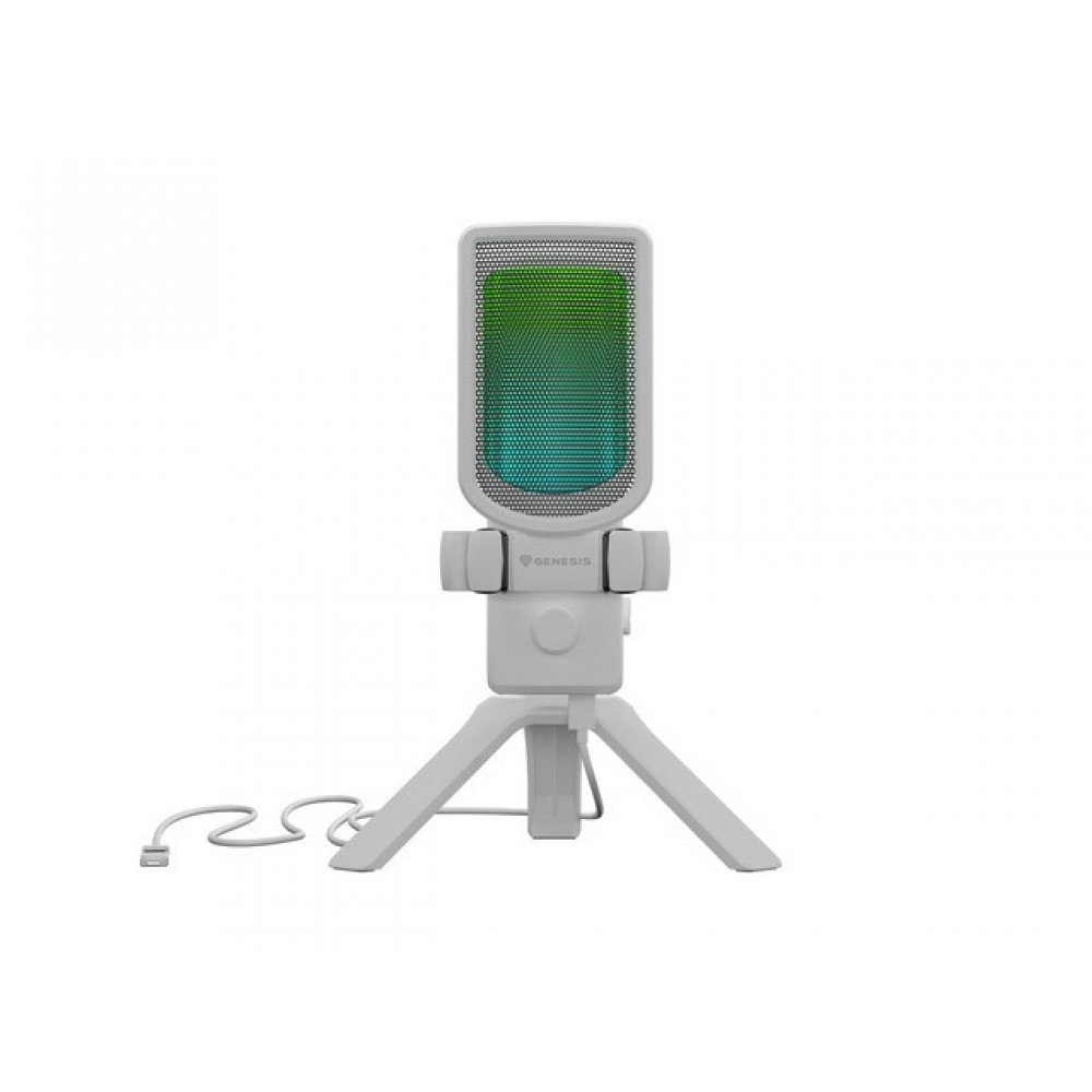 Genesis Radium 250 - кондензаторен USB микрофон с кардиоидна насоченост и регулируем усилвател - бял