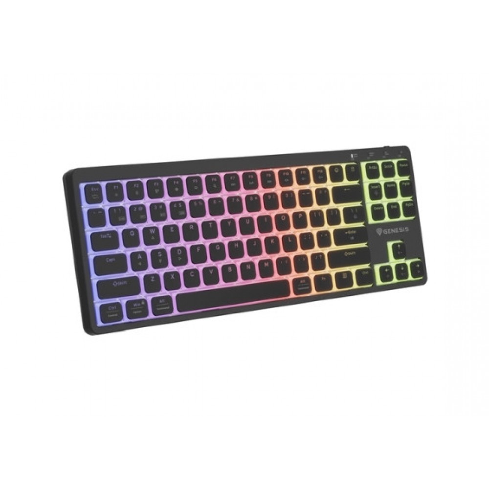 Genesis Thor 430 TKL – Безжична механична клавиатура, Outemu Pink, RGB, 2.4GHz+BT, Silent Slim - Черна