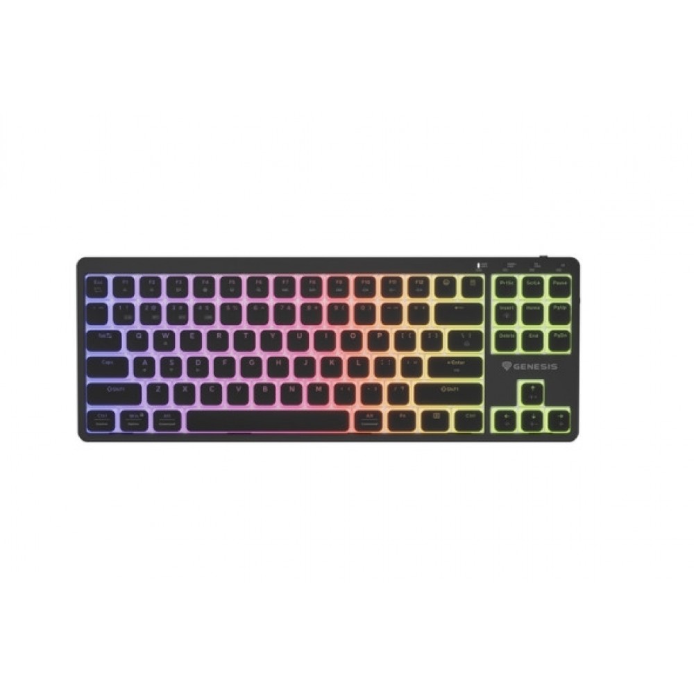 Genesis Thor 430 TKL – Безжична механична клавиатура, Outemu Pink, RGB, 2.4GHz+BT, Silent Slim - Черна