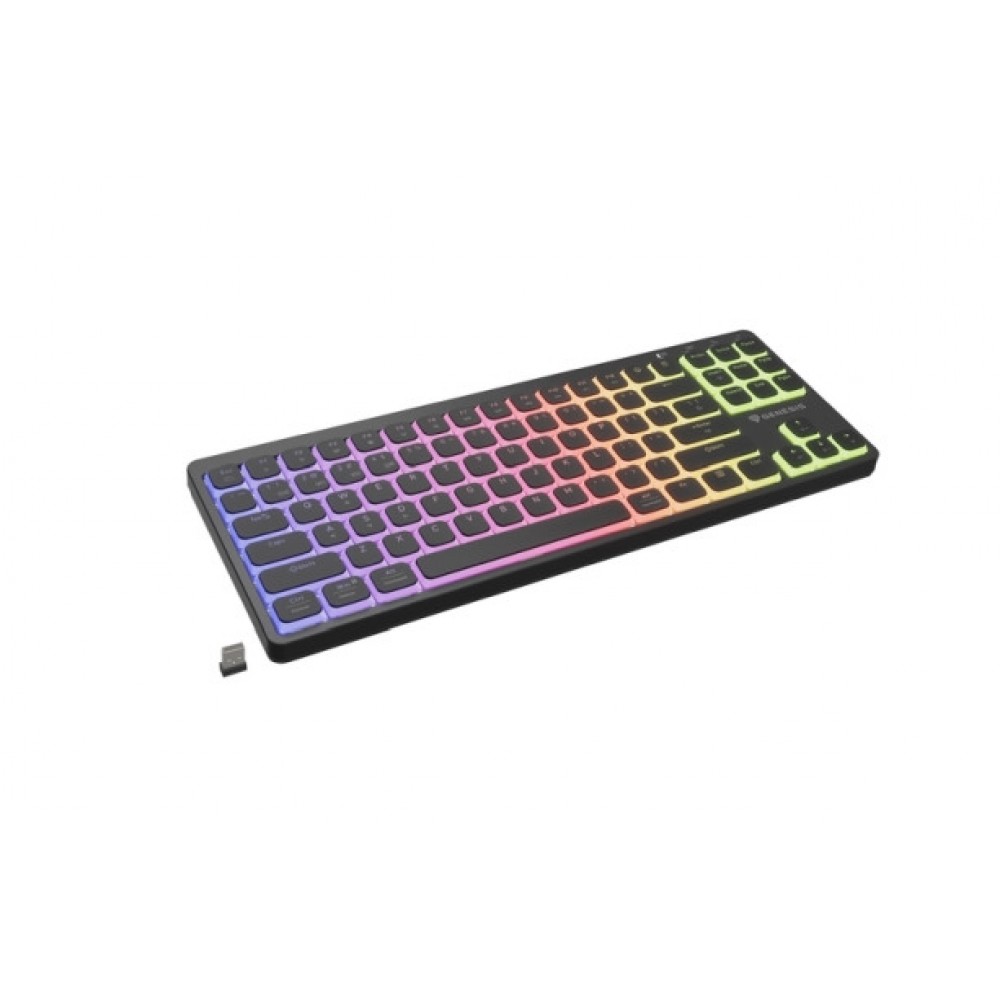 Genesis Thor 430 TKL – Безжична механична клавиатура, Outemu Pink, RGB, 2.4GHz+BT, Silent Slim - Черна