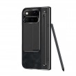 Калъф за Google Pixel 11 Pro Fold от PU Кожа и PC със Скритa Стойка, Защита на Пантата, Метален Пръстен за Камерата, Слот за Стилус и Скрийн Протектор – 4 цвята