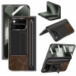 Калъф за Google Pixel 11 Pro Fold от PU Кожа и PC със Скритa Стойка, Защита на Пантата, Метален Пръстен за Камерата, Слот за Стилус и Скрийн Протектор – 4 цвята