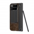 Калъф за Google Pixel 11 Pro Fold от PU Кожа и PC със Скритa Стойка, Защита на Пантата, Метален Пръстен за Камерата, Слот за Стилус и Скрийн Протектор – 4 цвята