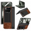 Калъф за Google Pixel 11 Pro Fold от PU Кожа и PC със Скритa Стойка, Защита на Пантата, Метален Пръстен за Камерата, Слот за Стилус и Скрийн Протектор – 4 цвята