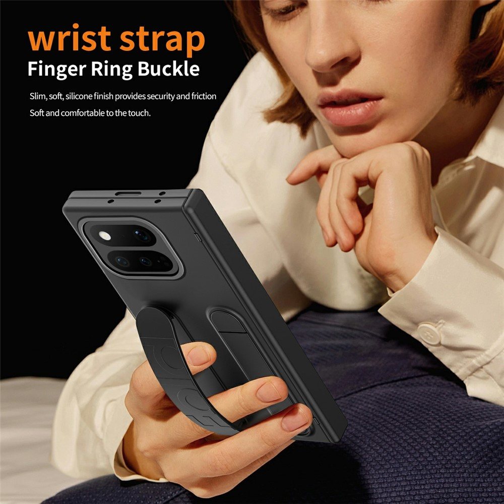 Калъф за Google Pixel 11 Pro Fold с Грип Пръстен Стойка, Силиконова Каишка за Китка и Вграден Протектор от Закалено Стъкло – 6 цвята