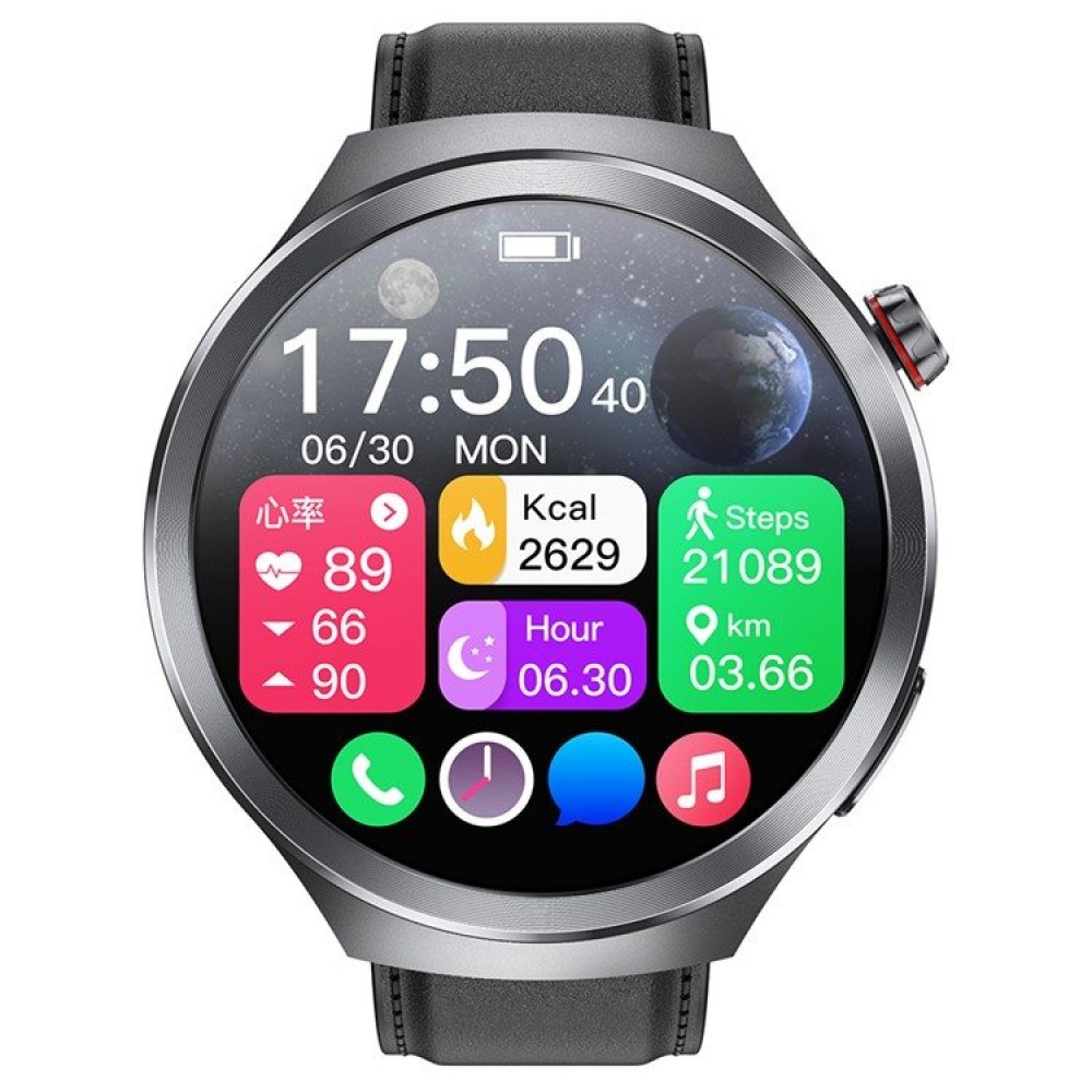 ET475 Смарт Часовник с AMOLED Дисплей и ECG – Bluetooth Обаждания, NFC, Кожена Каишка