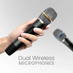 Преносима Bluetooth Тонколона HiFuture MusicBox300 150W с Караоке, 2 Безжични Микрофона, RGB Светлини и TWS – Черна