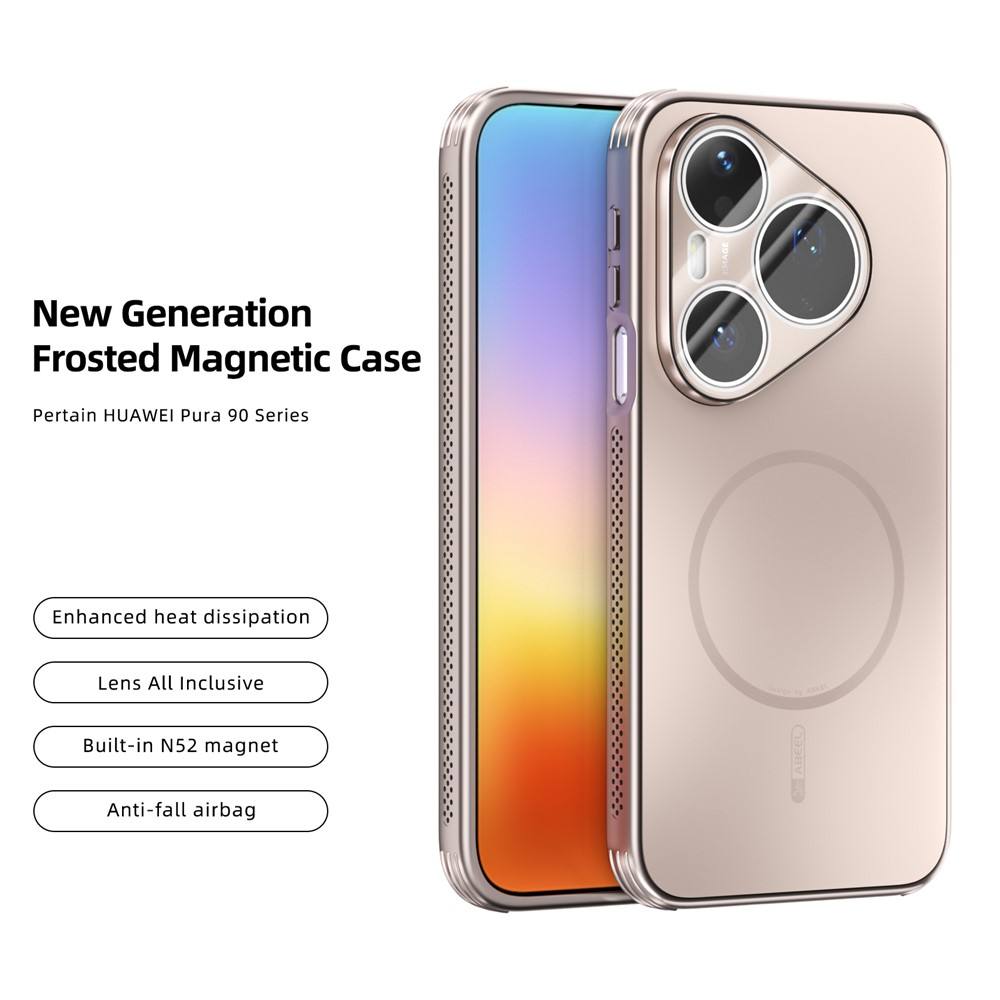 Калъф за Huawei Pura 90s Pro / Pura 90 Pro ABEEL Магнитен TPU + PC с Матиран Гръб, Охлаждащ Дизайн, Защита за Камерата и Скрийн Протектор – 6 цвята