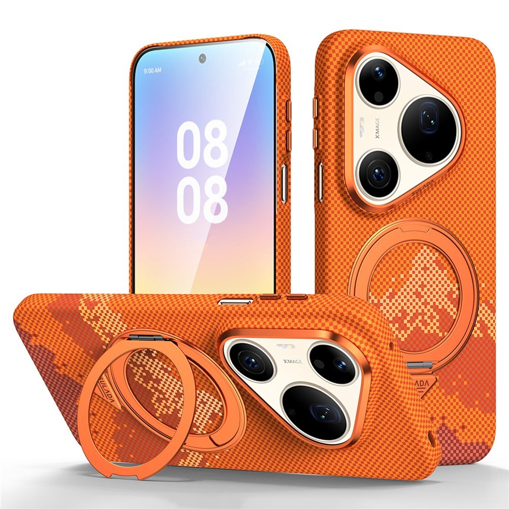 Калъф за Huawei Pura 90s Pro / Pura 90 Pro SULADA Магнитен PC с 360° Въртяща Халка, Релефен Планински Дизайн и Скрийн Протектор – 3 цвята
