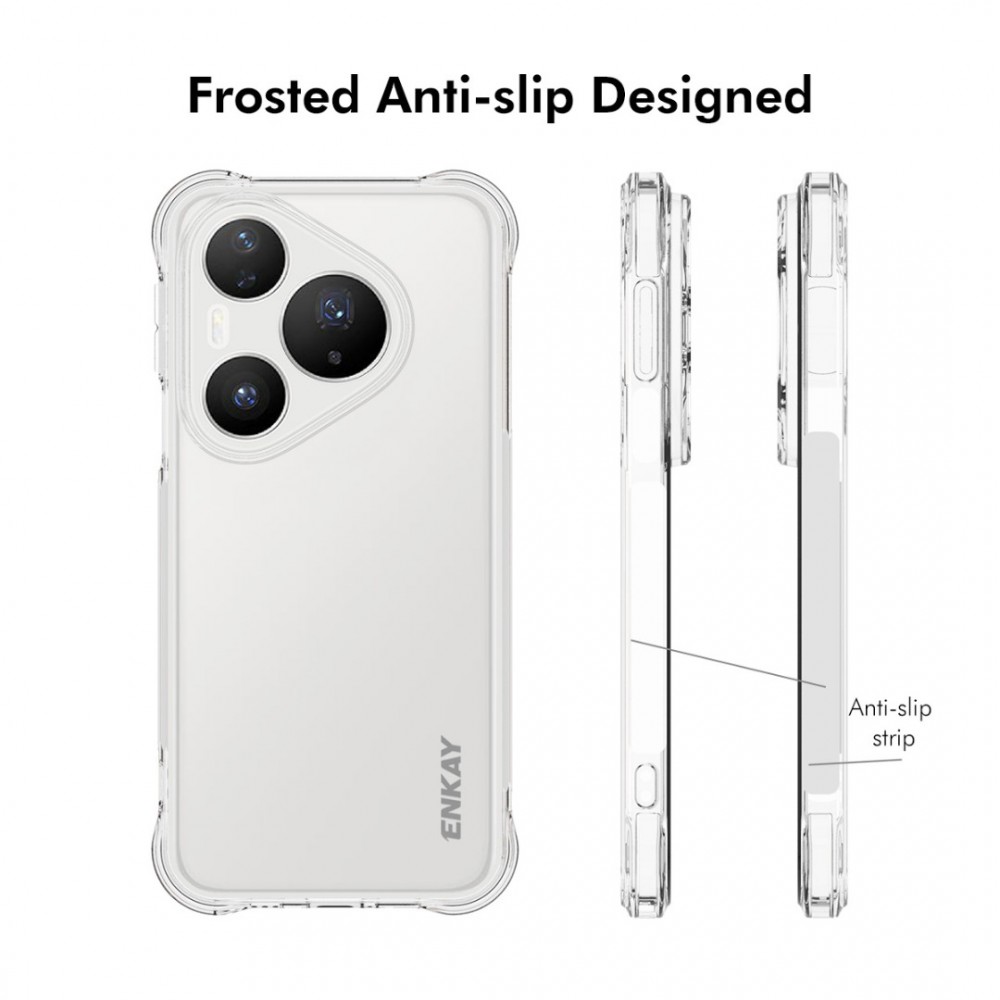 Прозрачен TPU Калъф за Huawei Pura 90s Pro / Pura 90 Pro HAT PRINCE ENKAY Удароустойчив с Подсилени Ъгли и Противоплъзгащи Ленти със Скрийн Протектор