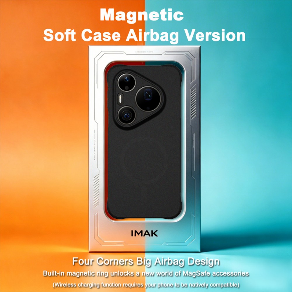 Калъф за Huawei Pura 90s Pro Max / Huawei Pura 90 Pro Max IMAK Магнитен Удароустойчив TPU Airbag със Скрийн Протектор – Матово Черен