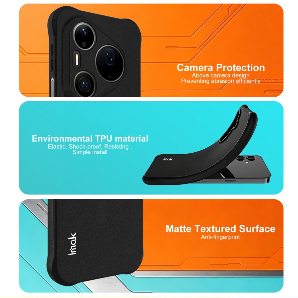 Калъф за Huawei Pura 90s Pro Max / Huawei Pura 90 Pro Max IMAK Магнитен Удароустойчив TPU Airbag със Скрийн Протектор – Матово Черен