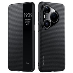 Калъф SULADA за Huawei Pura 90 Pro Max 5G / Pura 90s Pro Max Магнитен Kevlar 600D от Кожа + PC + Метал със Смарт Прозорец и Скрийн Протектор – 3 цвята