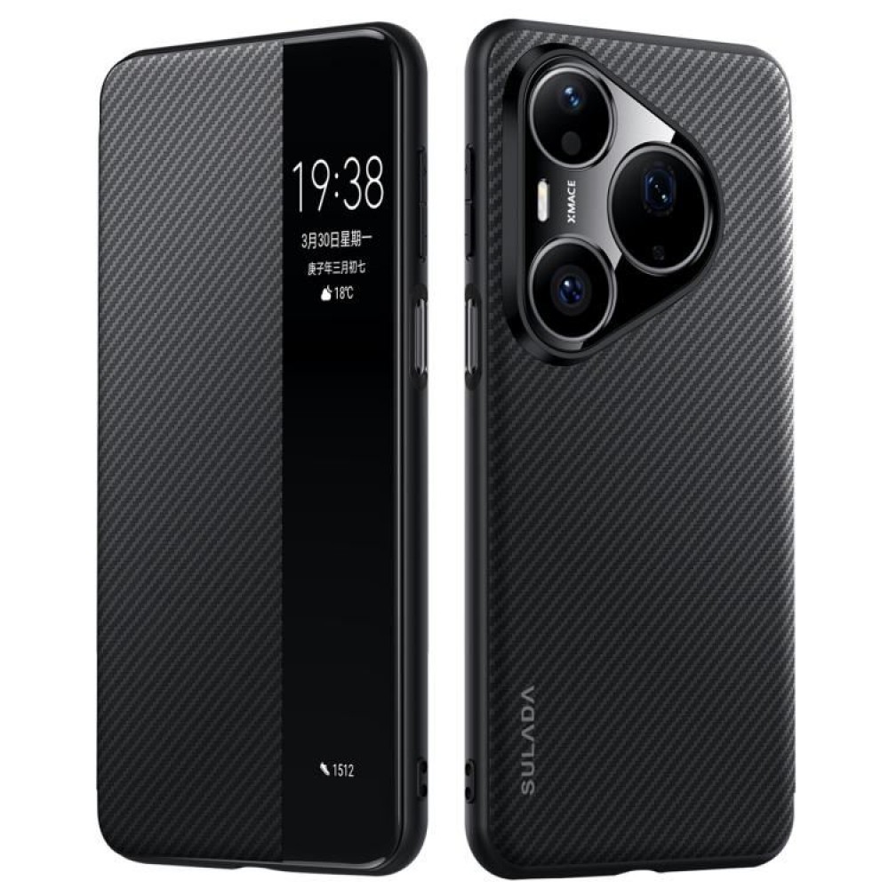 Калъф SULADA Kevlar 600D за Huawei Pura 90 Pro / 90s Pro със Смарт Прозорец и Скрийн Протектор – 3 цвята