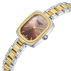 Дамски часовник Lee Cooper LC08347.240 – със сребристо-златиста стоманена верижка, сиво-кафяв циферблат и кристал на позиция 12 часа