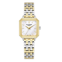 Дамски часовник Lee Cooper LC08358.220 – със сребристо-златиста стоманена верижка, седефен циферблат и правоъгълен корпус