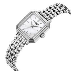 Дамски часовник Lee Cooper LC08358.320 – със сребриста стоманена верижка, седефен циферблат и правоъгълен корпус