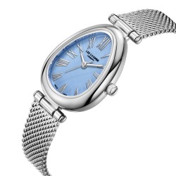 Дамски часовник Lee Cooper LC08360.300 – със сребриста стоманена верижка, седефено-син циферблат и овален корпус 23 мм