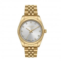Дамски часовник Lee Cooper LC08400.130 – златиста стоманена верижка, сив циферблат с кристали