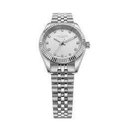 Дамски часовник Lee Cooper LC08400.330 – сребриста стоманена верижка, сив циферблат и кристали