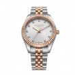 Дамски часовник Lee Cooper LC08400.530 – стоманена верижка в сребристо и розово злато, сив циферблат с кристали
