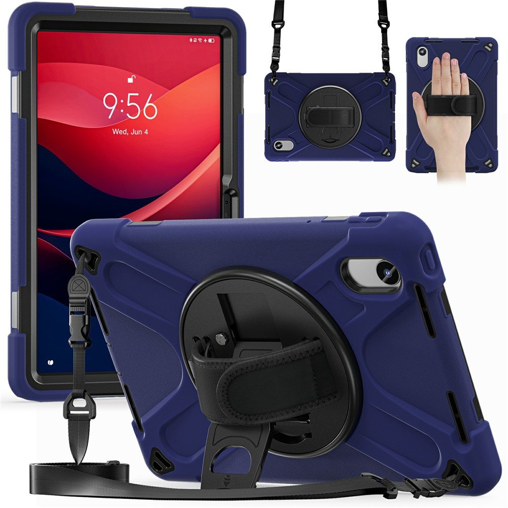 Удароустойчив калъф със стойка за Lenovo Tab K11 Gen 2 / Lenovo Idea Tab – 360° ротация, ремък за ръка и протектор, 5 цвята