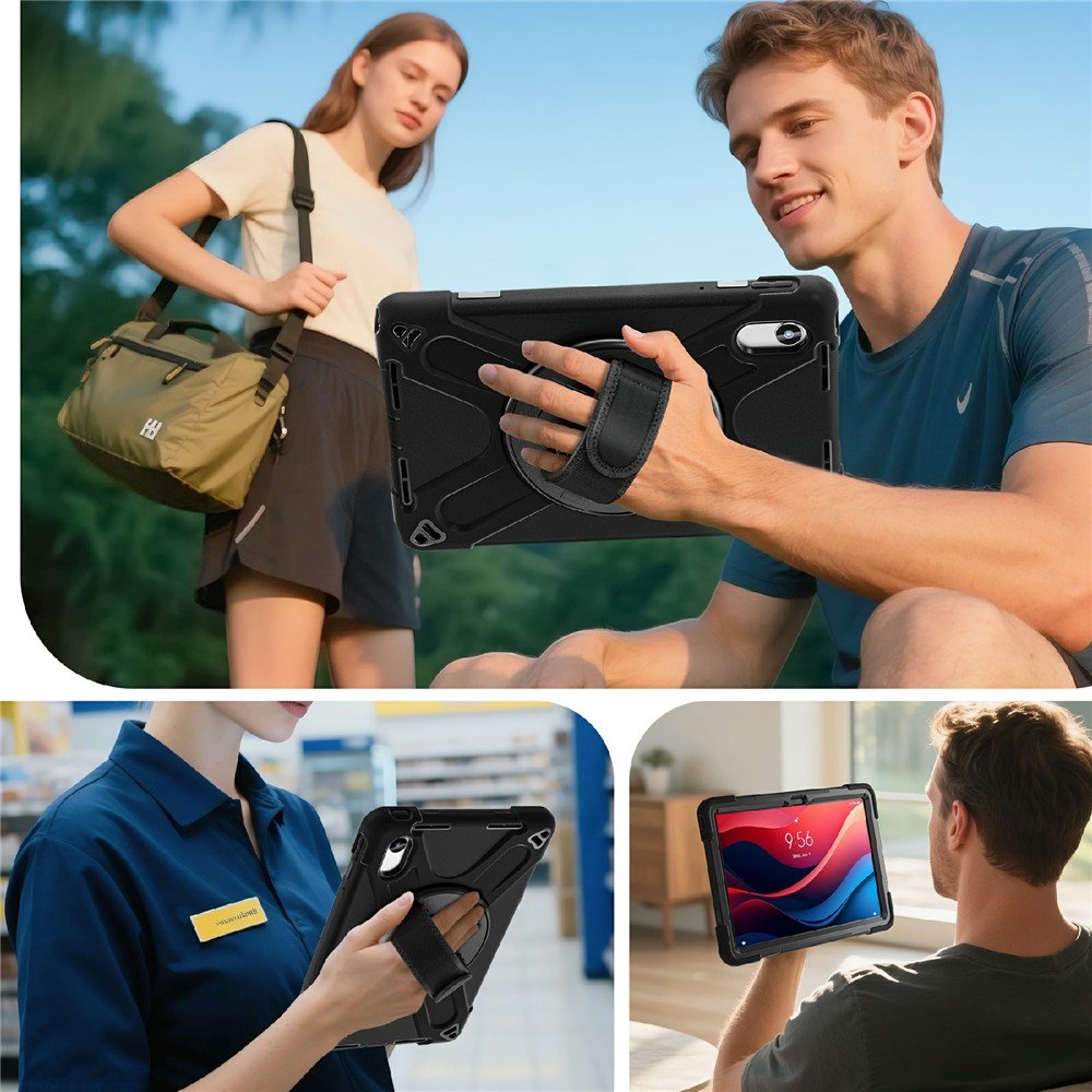 Удароустойчив калъф със стойка за Lenovo Tab K11 Gen 2 / Lenovo Idea Tab – 360° ротация, ремък за ръка и протектор, 5 цвята