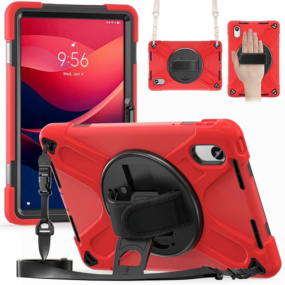 Удароустойчив калъф със стойка за Lenovo Tab K11 Gen 2 / Lenovo Idea Tab – 360° ротация, ремък за ръка и протектор, 5 цвята