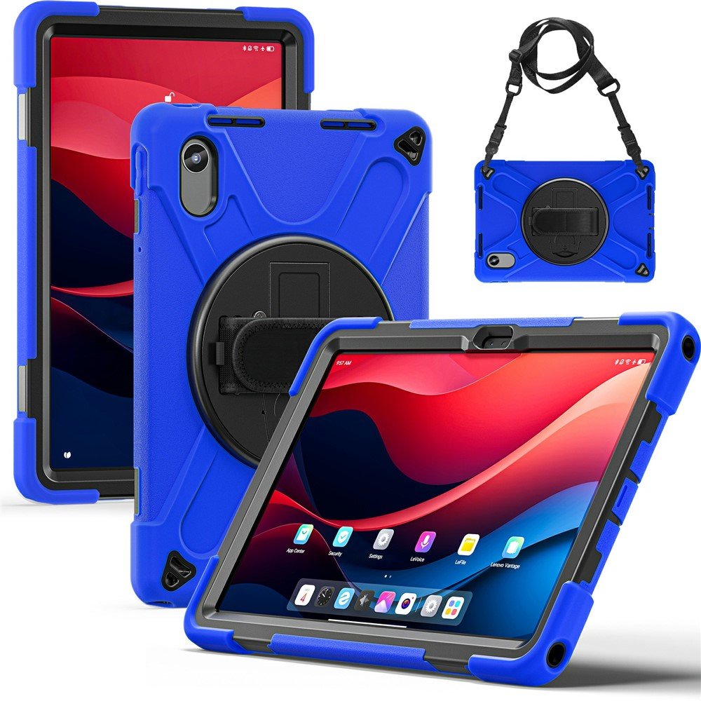 Удароустойчив калъф със стойка за Lenovo Tab K11 Gen 2 / Lenovo Idea Tab – 360° ротация, ремък за ръка и протектор, 5 цвята