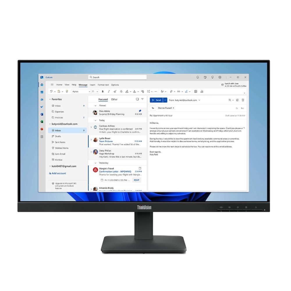 Монитор Lenovo ThinkVision S24-4e 23.8", IPS, Full HD, 100Hz, 4ms, HDMI, VGA, Black – 64B5KAT1EU