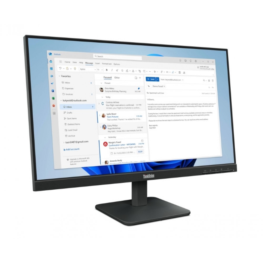 Монитор Lenovo ThinkVision S24-4e 23.8", IPS, Full HD, 100Hz, 4ms, HDMI, VGA, Black – 64B5KAT1EU