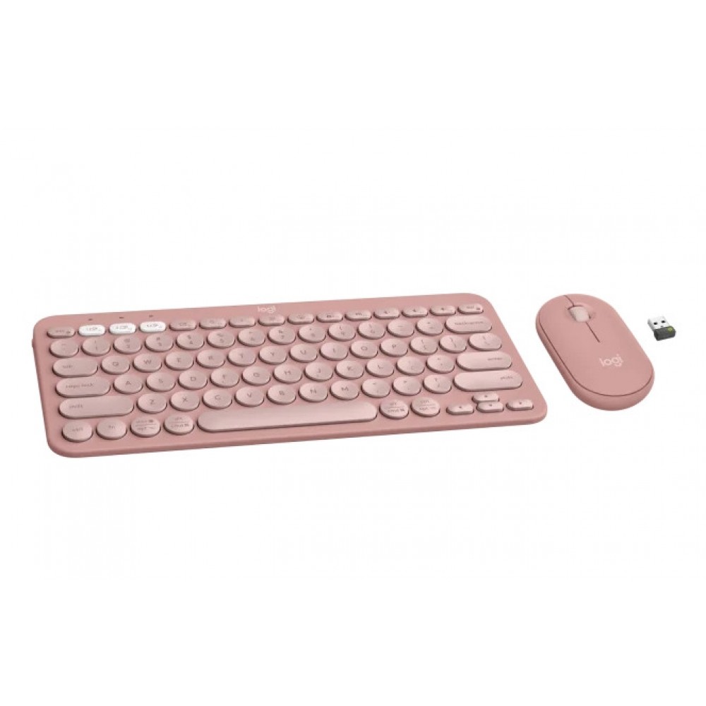 Logitech Pebble 2 Combo Безжичен Комплект Клавиатура и Мишка с Easy-Switch – Pink