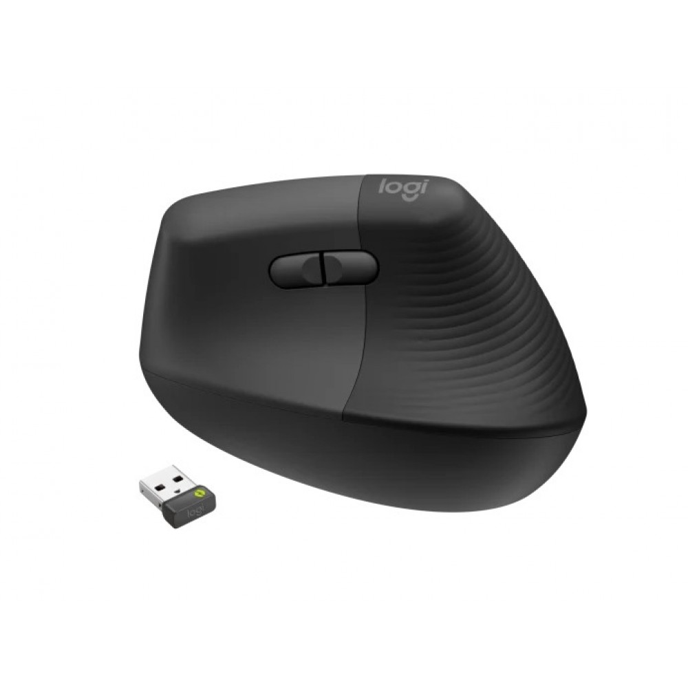 Logitech Lift - вертикална ергономична мишка за бизнес, Logi Bolt, 4000 DPI - графит