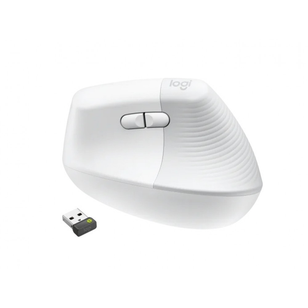 Logitech Lift - вертикална ергономична мишка за бизнес, Logi Bolt, 4000 DPI - бяла