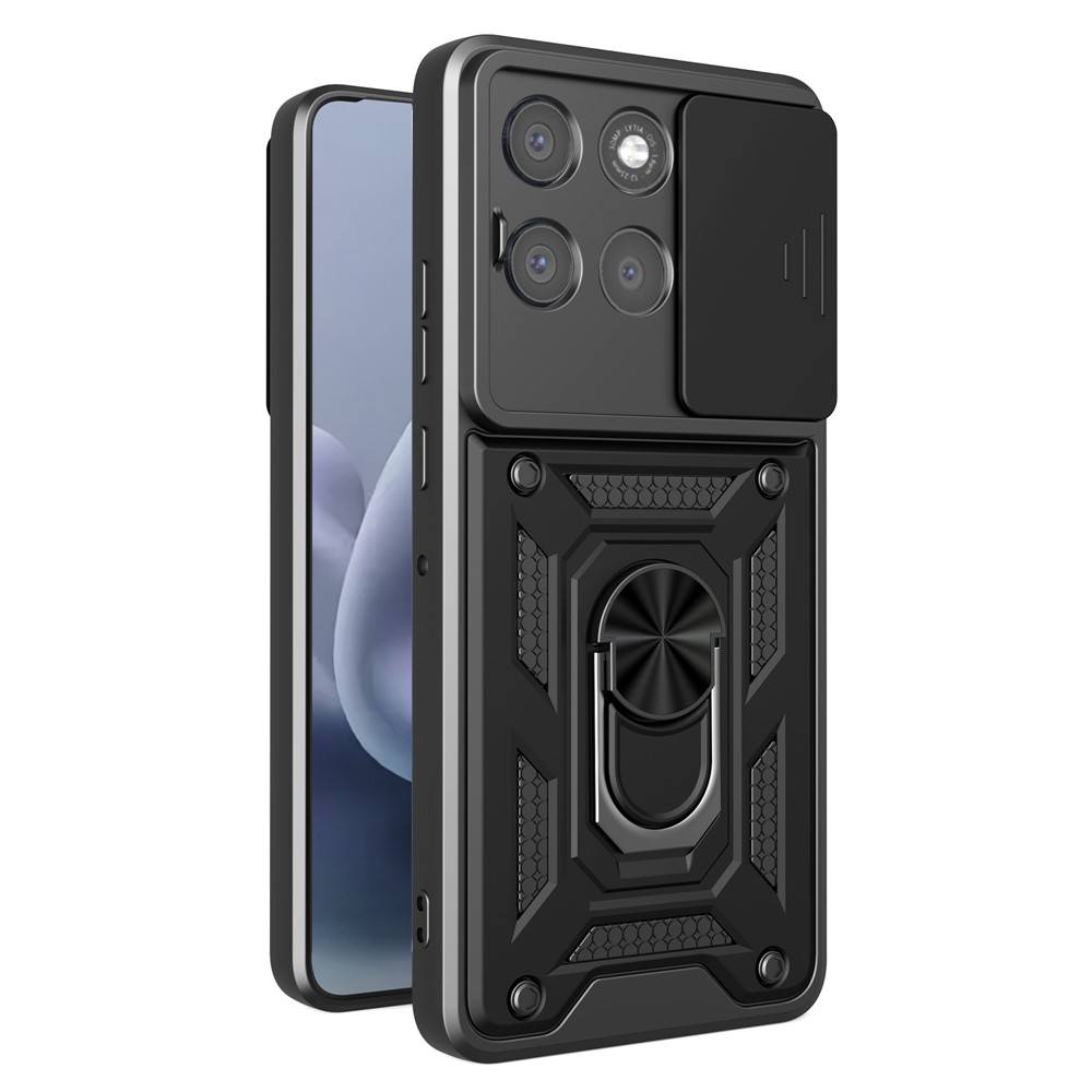 Калъф за Motorola Moto G87 / G77 / G67 5G PC + TPU с Въртяща се Стойка, Плъзгащ Капак за Камерата и Магнитна Пластина – 7 цвята
